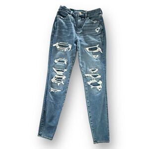 American Eagle The Dream Jean Curvy Hi-Rise Jegging Destroyed Women's size 4